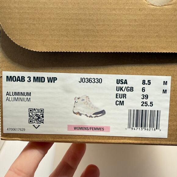 Merrell Woman’s Moab 3 Mid Waterproof Moonbeam Beige Hiking Boot- Size 8.5 - Picture 8 of 8